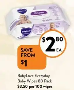 Foodworks BabyLove Everyday Baby Wipes 80 Pack offer