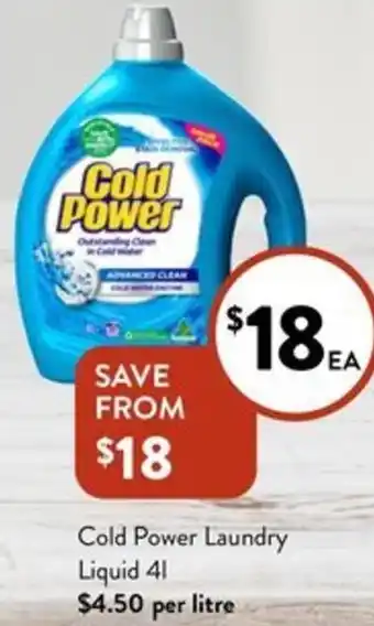 Foodworks Cold Power Laundry Liquid 4L offer