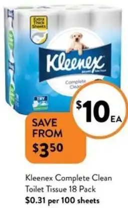Foodworks Kleenex Complete Clean Toilet Tissue 18 Pack offer