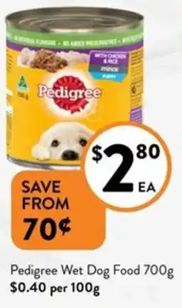 Foodworks Pedigree Wet Dog Food 700g offer