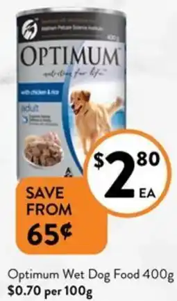 Foodworks Optimum Wet Dog Food 400g offer