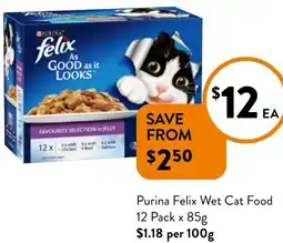 Foodworks Purina Felix Wet Cat Food 12 Pack x 85g offer