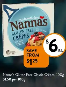 Foodworks Nanna's Gluten Free Classic Crêpes 400g offer