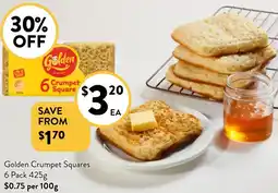 Foodworks Golden Crumpet Squares 6 Pack 425g offer