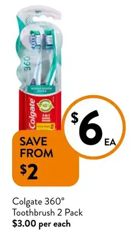Foodworks Colgate 360° Toothbrush 2 Pack offer