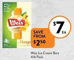 Foodworks Weis Ice Cream Bars 4/6 Pack offer