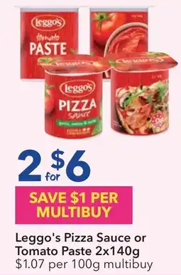 Leggo's Pizza Sauce or Tomato Paste 2x140g