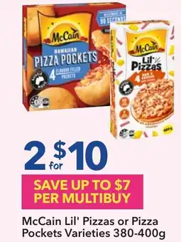 McCain Lil' Pizzas or Pizza Pockets Varieties 380-400g