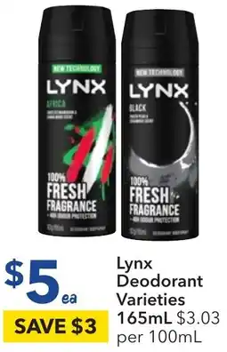 Ritchies Lynx Deodorant Varieties 165mL offer