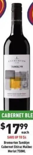Liquor Legends Bremerton Tamblyn Cabernet Shiraz Malbec Merlot 750ML offer
