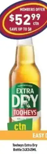 Liquor Legends Tooheys Extra Dry Bottle 24X345ML offer