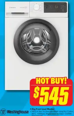 The Good Guys Westinghouse 7.5kg Front Load Washer offer