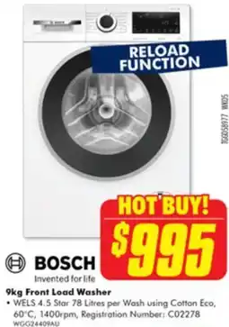 The Good Guys BOSCH 9kg Front Load Washer offer