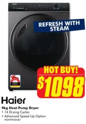 The Good Guys Haier 9kg Heat Pump Dryer offer