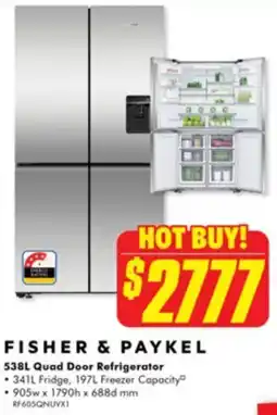 FISHER & PAYKEL 538L Quad Door Refrigerator