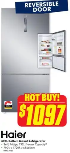 The Good Guys Haier 493L Bottom Mount Refrigerator offer