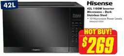 The Good Guys Hisense 42L 1100W Inverter Microwave - Dark Stainless Steel offer