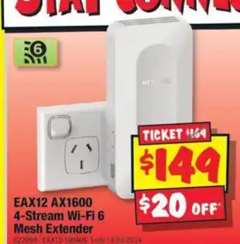 JB Hi-Fi EAX12 AX1600 4-Stream Wi-Fi 6 Mesh Extender offer