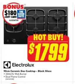 The Good Guys 90cm Ceramic Gas Cooktop - Black Glass offer
