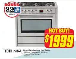 The Good Guys 90cm 8 Function Dual Fuel Cooker offer
