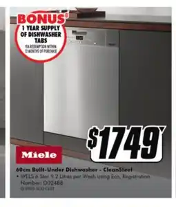The Good Guys 60cm Built-Under Dishwasher - CleanSteel offer