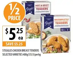 Supabarn STEGGLES CHICKEN BREAST TENDERS SELECTED VARIETIES 400g offer