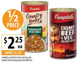 Supabarn CAMPBELL'S COUNTRY LADLE 495/505g AND CHUNKY SOUP 500/505g SELECTED VARIETIES offer