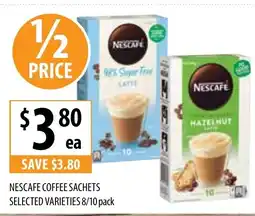 Supabarn NESCAFE COFFEE SACHETS SELECTED VARIETIES 8/10 pack offer