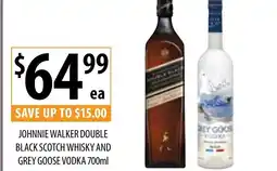 Supabarn JOHNNIE WALKER DOUBLE BLACK SCOTCH WHISKY AND GREY GOOSE VODKA 700ml offer