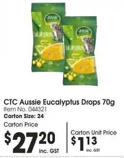 Campbells Wholesale CTC Aussie Eucalyptus Drops 70g offer