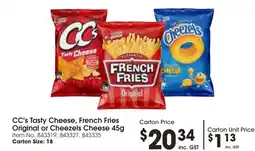 CC's Tasty Cheese, French Fries Original or Cheezels Cheese 45g Item No. 843319, 843327, 843335 Carton Size: 18