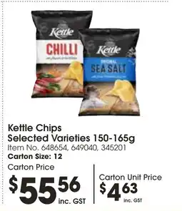 Campbells Wholesale Kettle CHILLI Selected Varieties 150-165g Item No. 648654, 649040, 345201 Carton Size: 12 offer