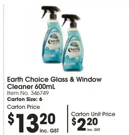 Campbells Wholesale Earth Choice Glass & Window Cleaner 600mL offer
