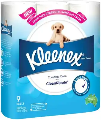 IGA Kleenex Complete Clean Toilet Tissue 9 Pack offer