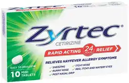 IGA Zyrtec Cetirizine Rapid Acting Relief Mini Tablets 10 Pack offer