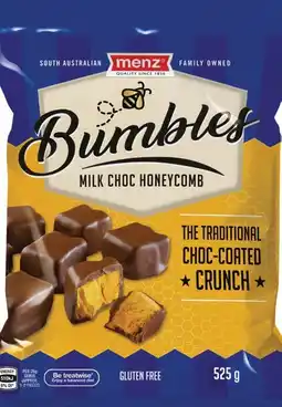 IGA Menz Bumbles Milk Choc Honeycomb 525g offer