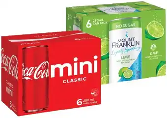 IGA Coca‑Cola, Sprite, Fanta, Mount Franklin or Deep Spring 6x250mL Selected Varieties offer