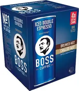 IGA Suntory Boss Coffee 4x237mL Selected Varieties offer