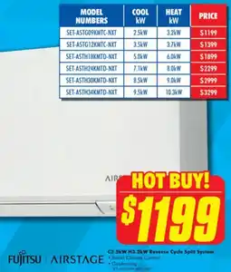 The Good Guys C2.5kW H3.2kW Reverse Cycle Split System offer