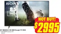 The Good Guys 85" BRAVIA 3 4K HDR Google TV 2024 offer