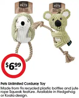 Coles Pets Unlimited Corduroy Toy offer