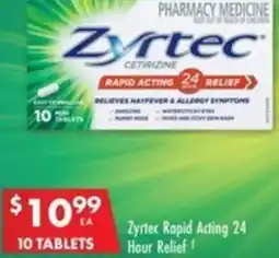Pharmacy4Less Zyrtec Rapid Acting 24 Hour Relief 10 Tablets offer