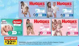 Cincotta Chemist Ultimate Infant 96 Pack, Jumbo UltraDry Nappies Toddler Boy or Girl 72 Pack and Walker Boy or Girl 64 Pack offer