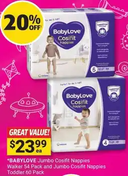 Cincotta Chemist Jumbo Cosifit Nappies Walker 54 Pack and Jumbo Cosifit Nappies Toddler 60 Pack offer