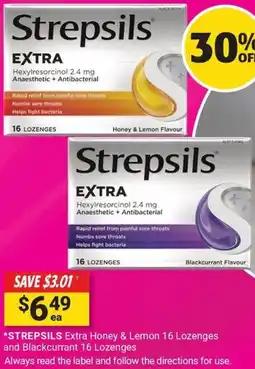 Cincotta Chemist Extra Honey & Lemon 16 Lozenges and Blackcurrant 16 Lozenges offer