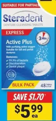 Cincotta Chemist Denture Cleanser Active Plus Tablets 48 Pack offer
