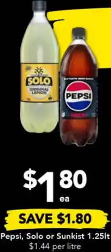 Drakes Pepsi, Solo or Sunkist 1.25lt offer