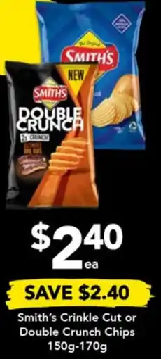 Drakes Smith's Crinkle Cut or Double Crunch Chips 150g-170g offer