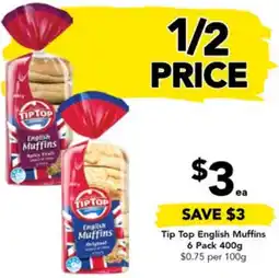 Drakes Tip Top English Muffins 6 Pack 400g offer