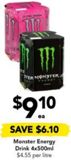 Drakes Monster Energy Drink 4x500ml offer